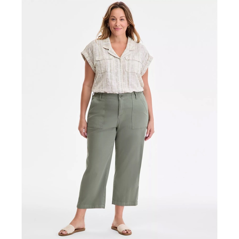 NWT Liverpool Utility Crop Wide Leg Cargo‎ Pants Gorpcore Green Women 16W